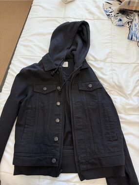 Sun + Stone Black Lightweight Hooded Shirt Jacket